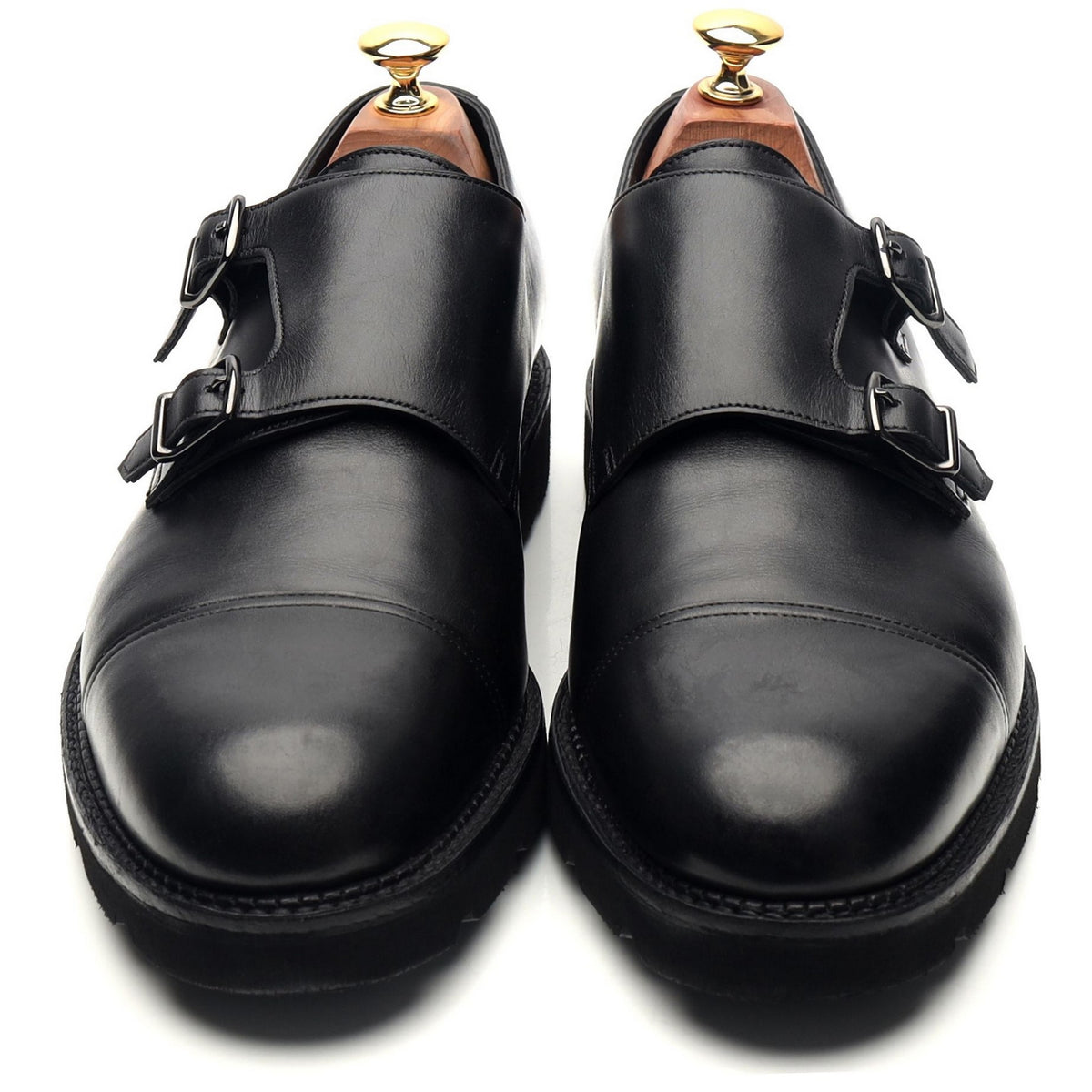 &#39;William&#39; Black Leather Double Monk Strap UK 9 E