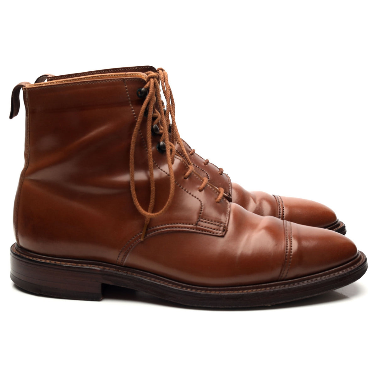 &#39;Harlech&#39; Tan Brown Cordovan Leather Boots UK 7 E