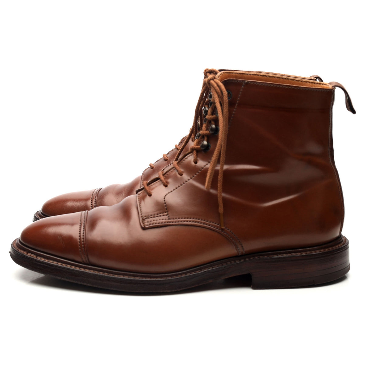 &#39;Harlech&#39; Tan Brown Cordovan Leather Boots UK 7 E