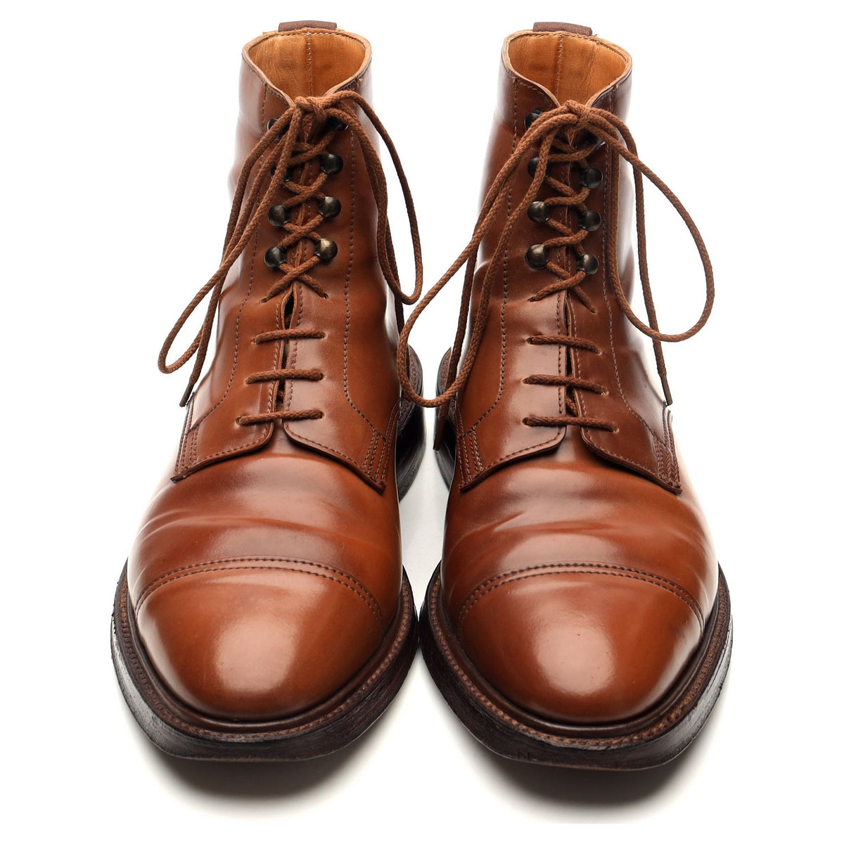 &#39;Harlech&#39; Tan Brown Cordovan Leather Boots UK 7 E