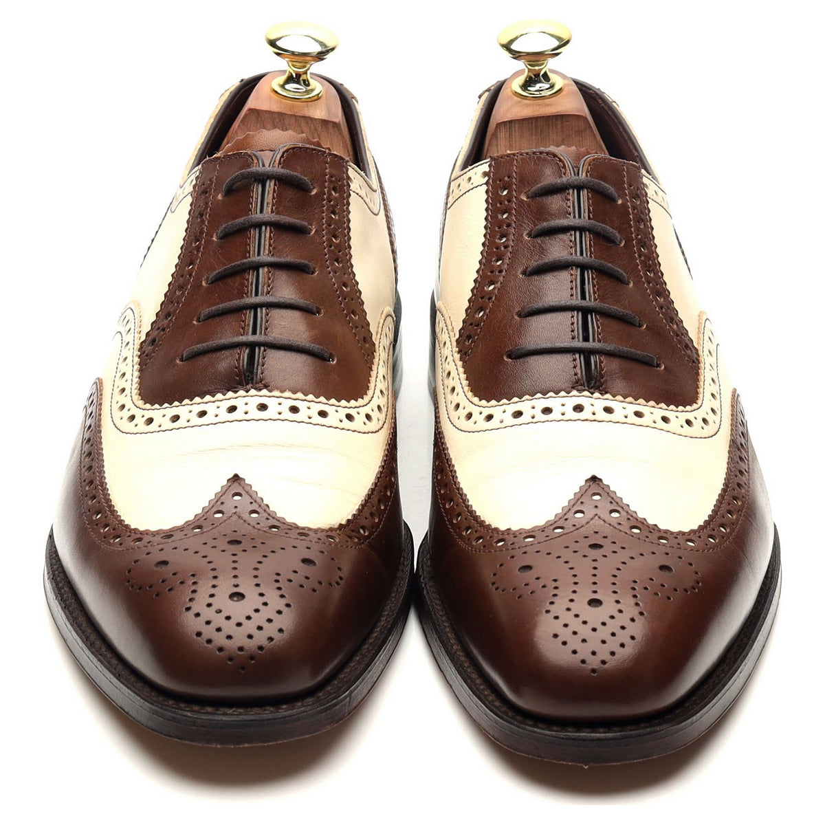 1880 &#39;Sloane&#39; Brown Cream Leather Spectator Brogues UK 7.5 F