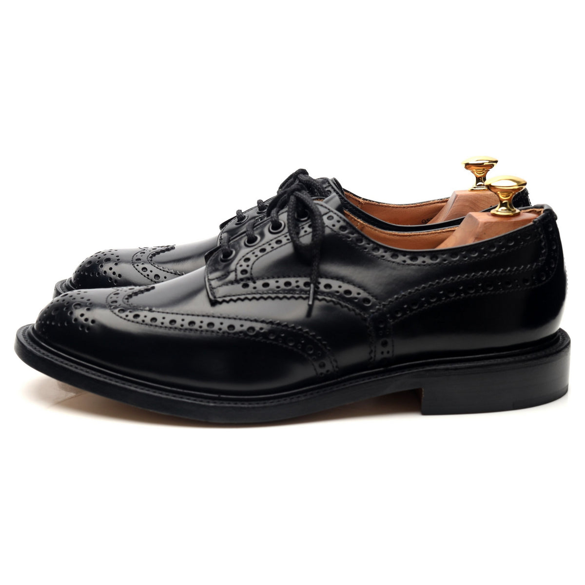 &#39;Bourton&#39; Black Leather Derby Brogues UK 9