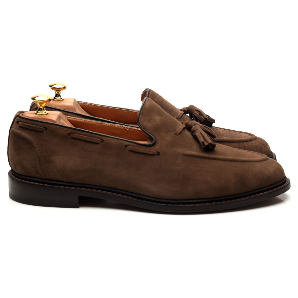 &#39;Elton&#39; Brown Suede Tassel Loafers UK 11