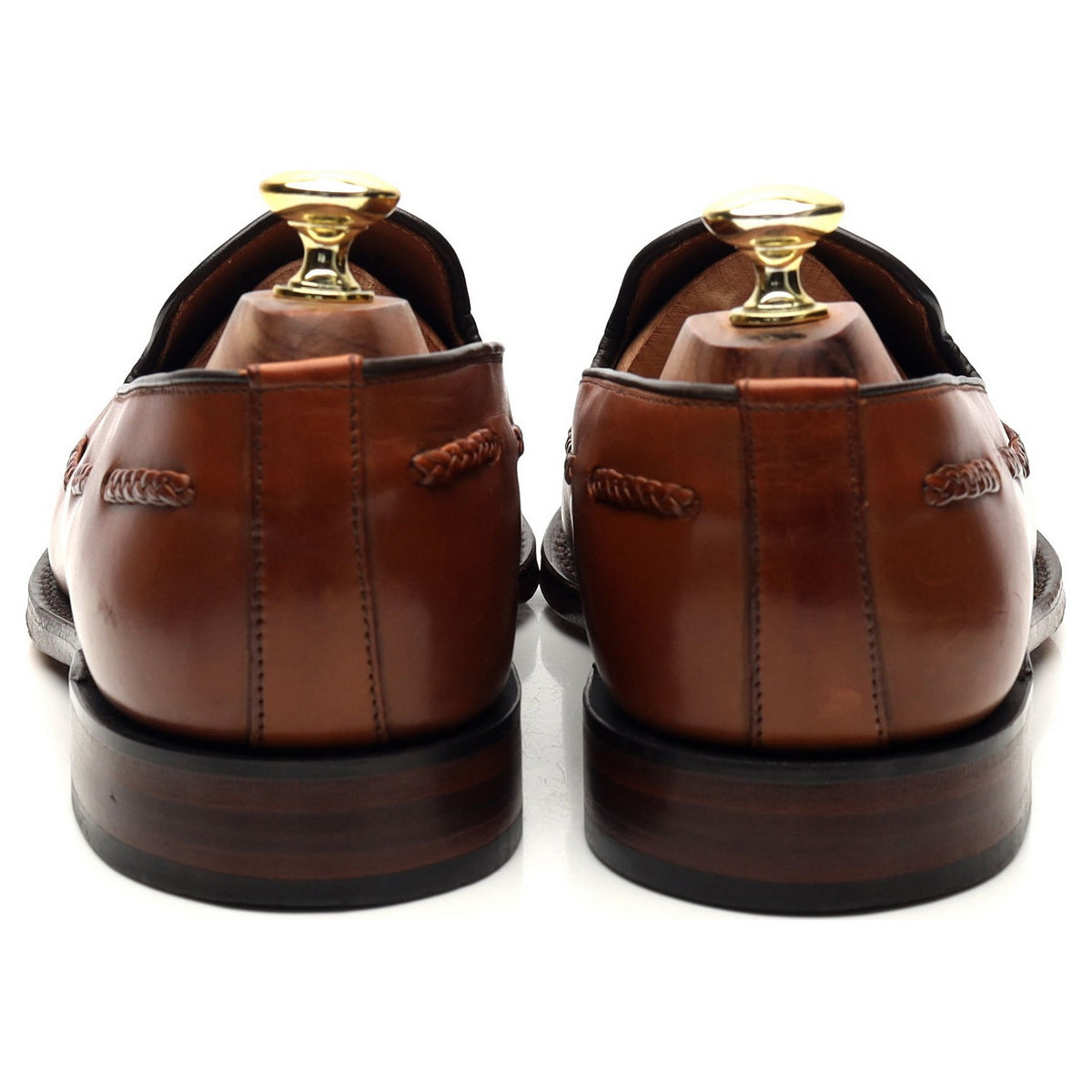 1880 &#39;Temple&#39; Tan Brown Leather Tassel Loafers UK 7.5 F