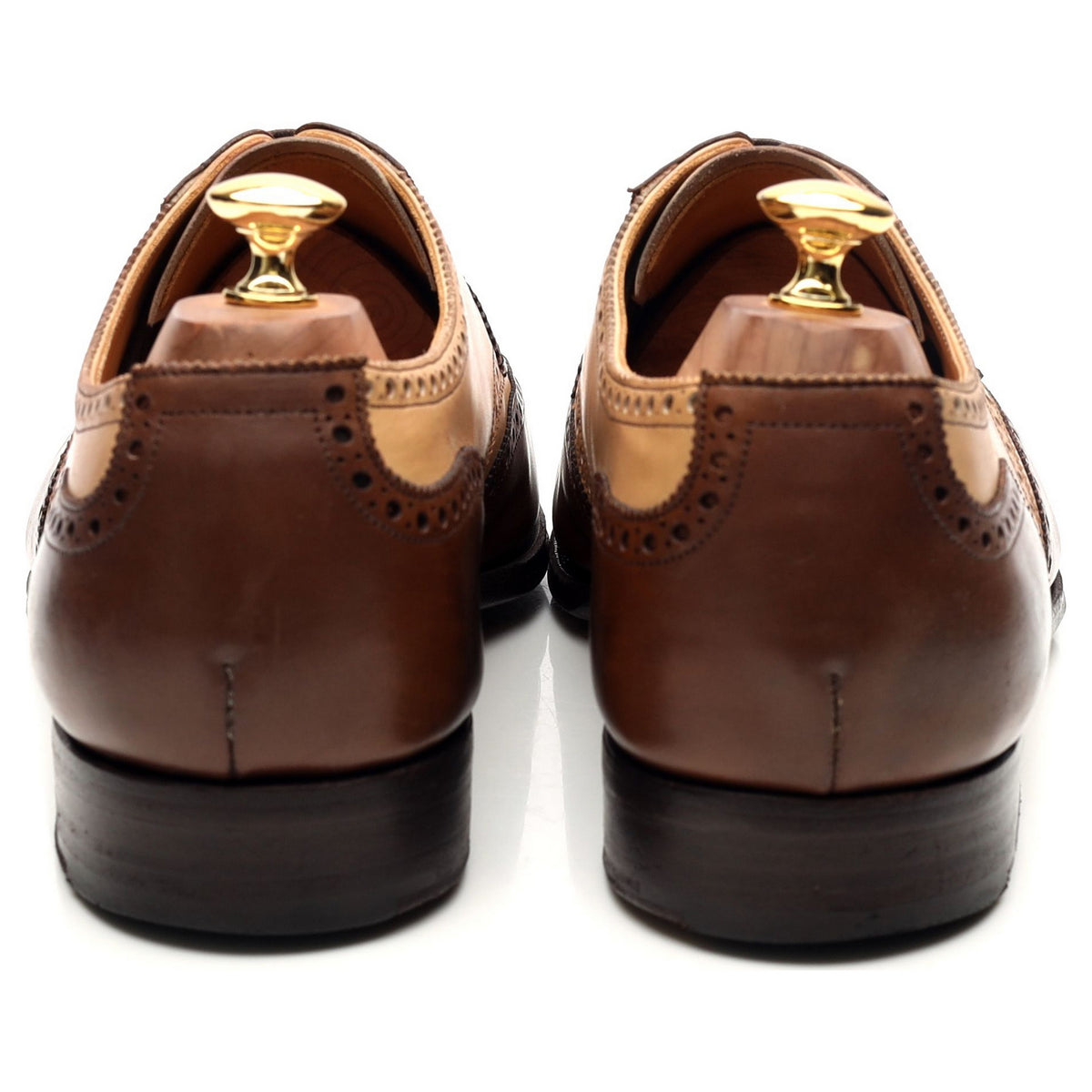 Brown Cream Two Tone Leather Derby Brogues UK 10 G