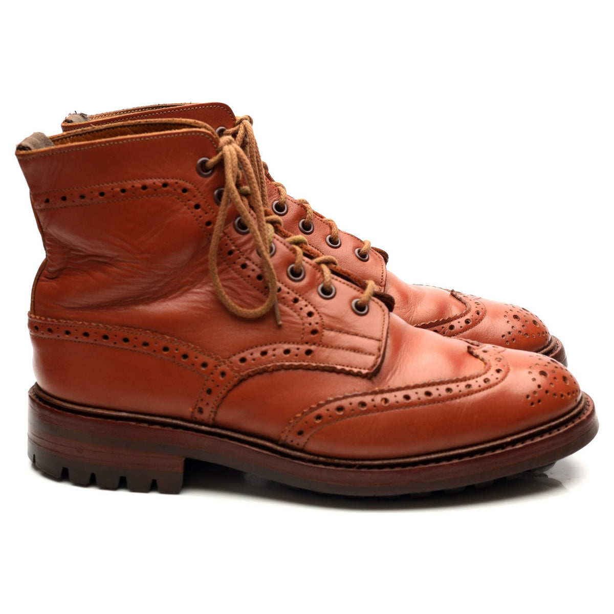 &#39;Malton&#39; Tan Brown Leather Brogue Boots UK 7