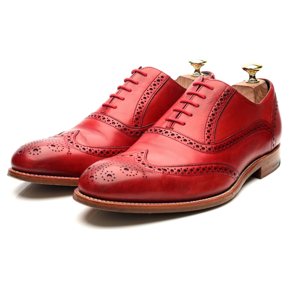 &#39;Valiant&#39; Red Leather Oxford Brogues UK 7.5 F