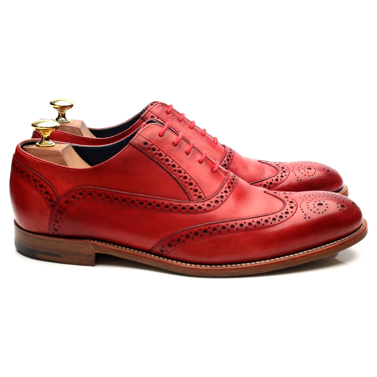 &#39;Valiant&#39; Red Leather Oxford Brogues UK 7.5 F