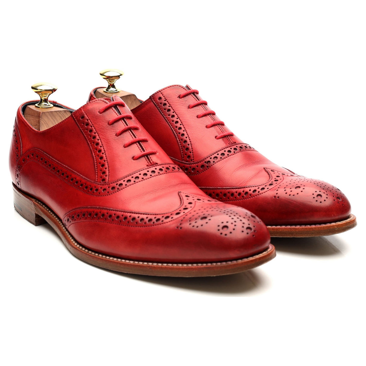 &#39;Valiant&#39; Red Leather Oxford Brogues UK 7.5 F