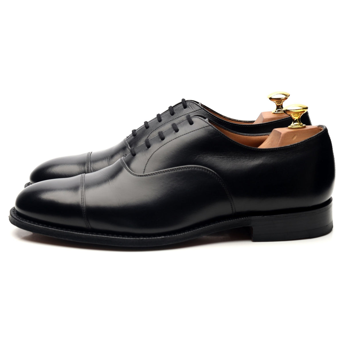 &#39;Balmoral&#39; Black Leather Oxford UK 8.5 G