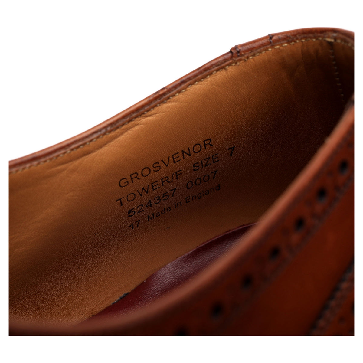 1880 Export Grade &#39;Grosvenor&#39; Tan Brown Leather Derby Brogues UK 7 F