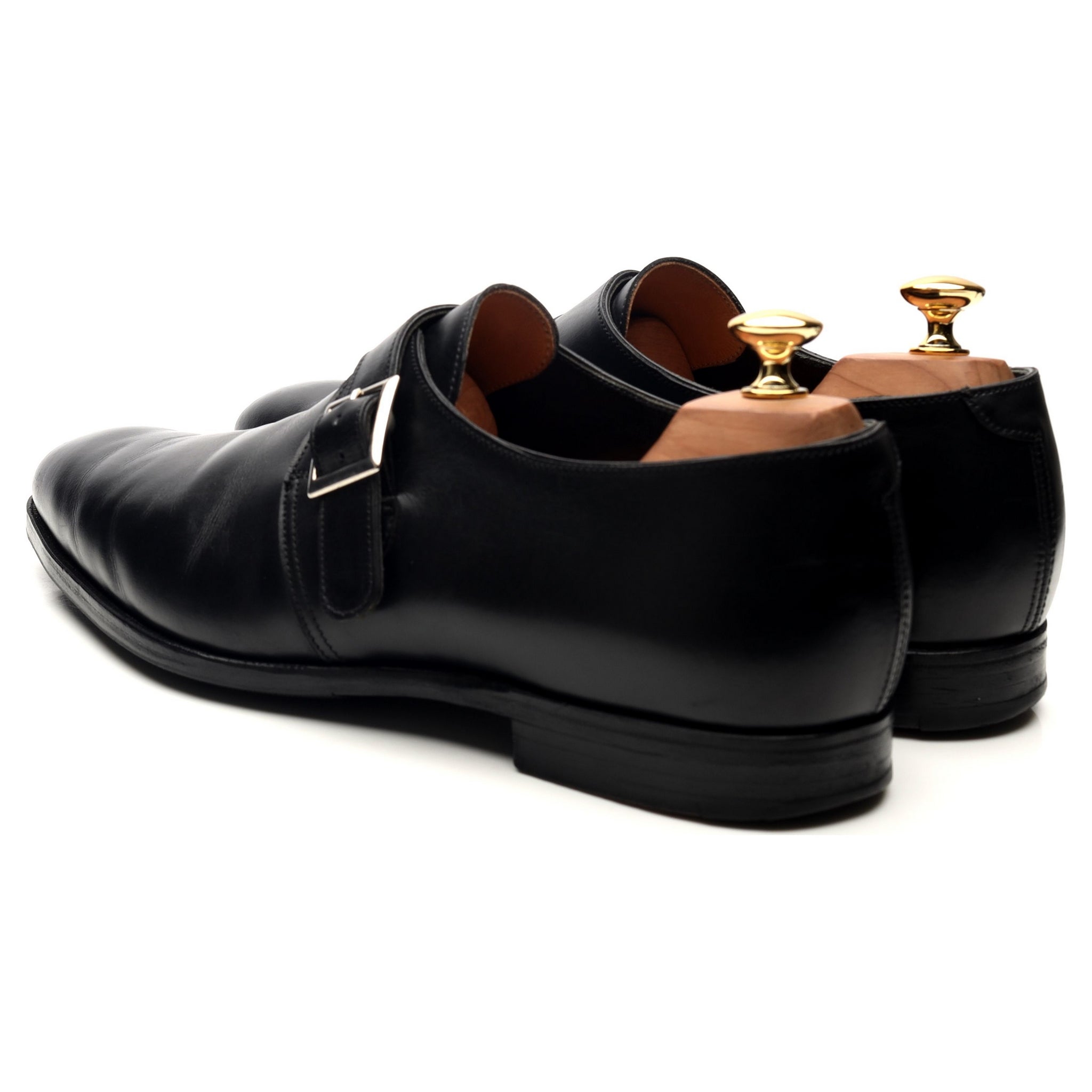 Savile 4' Black Leather Monk Strap UK 10 E - Abbot's Shoes