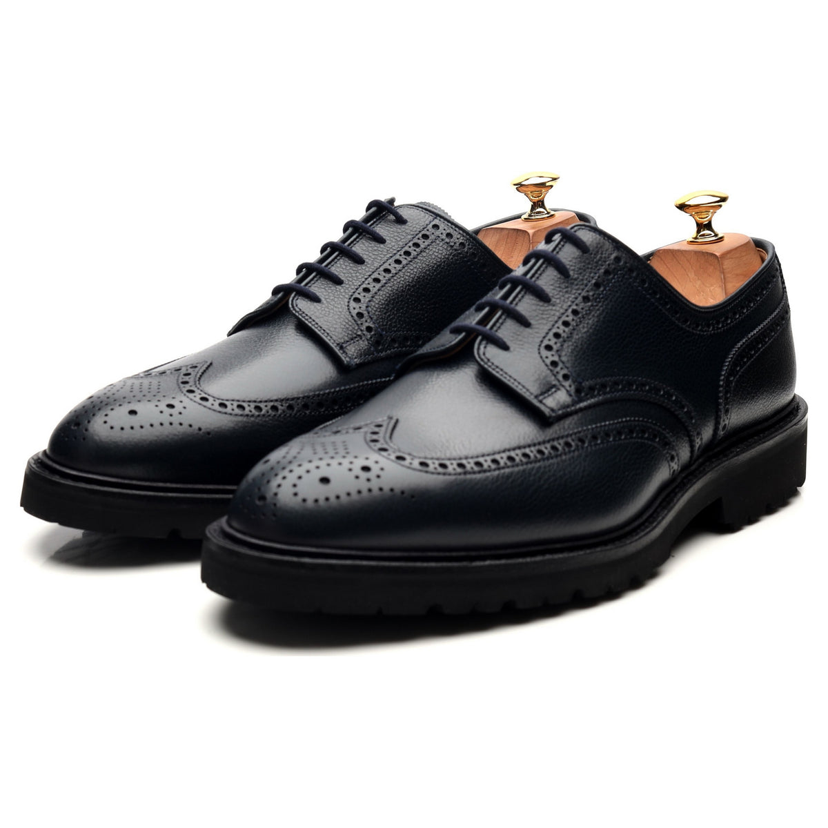 &#39;Pembroke&#39; Navy Blue Leather Derby Brogues UK 10 E