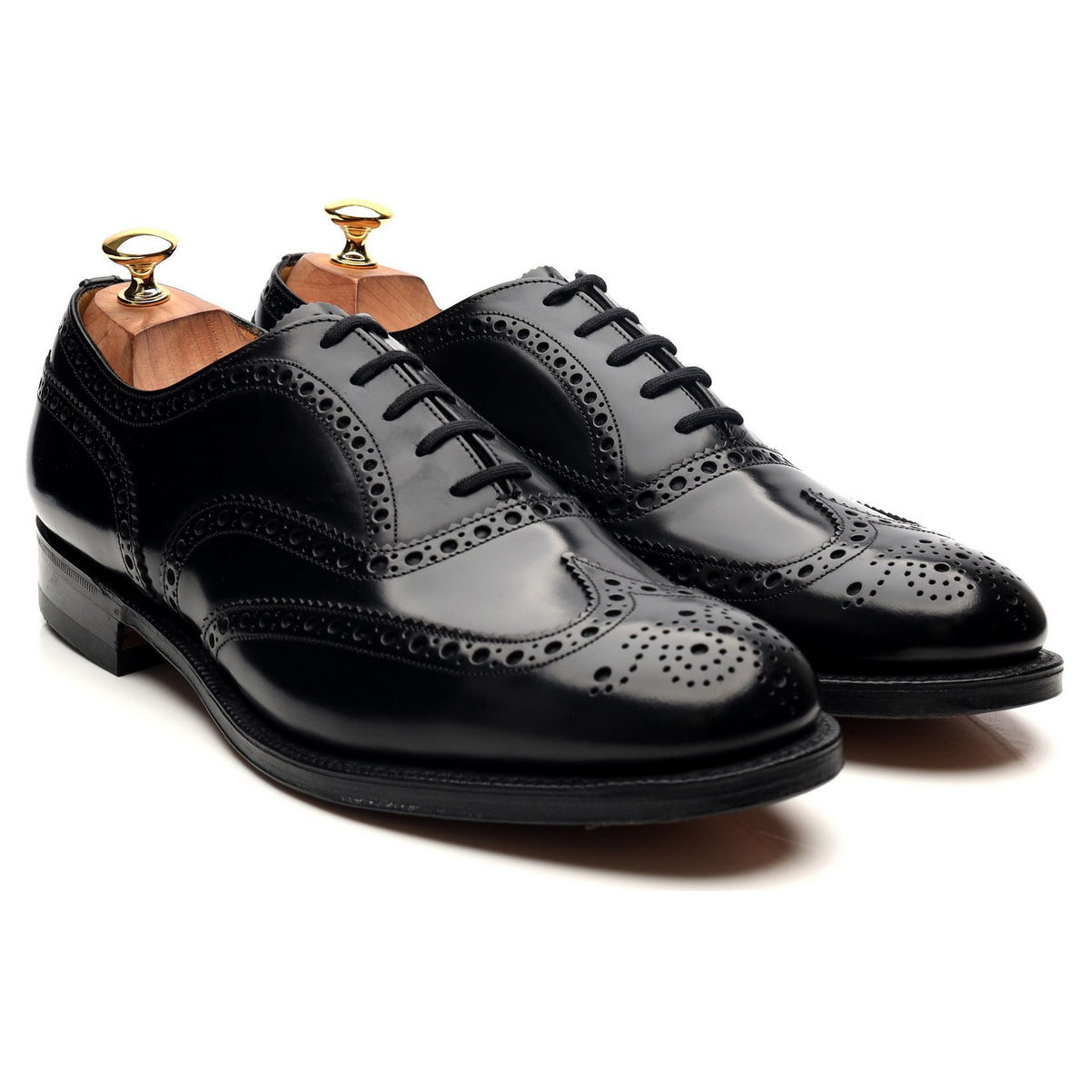&#39;Burwood&#39; Black Leather Oxford Brogues UK 10 F