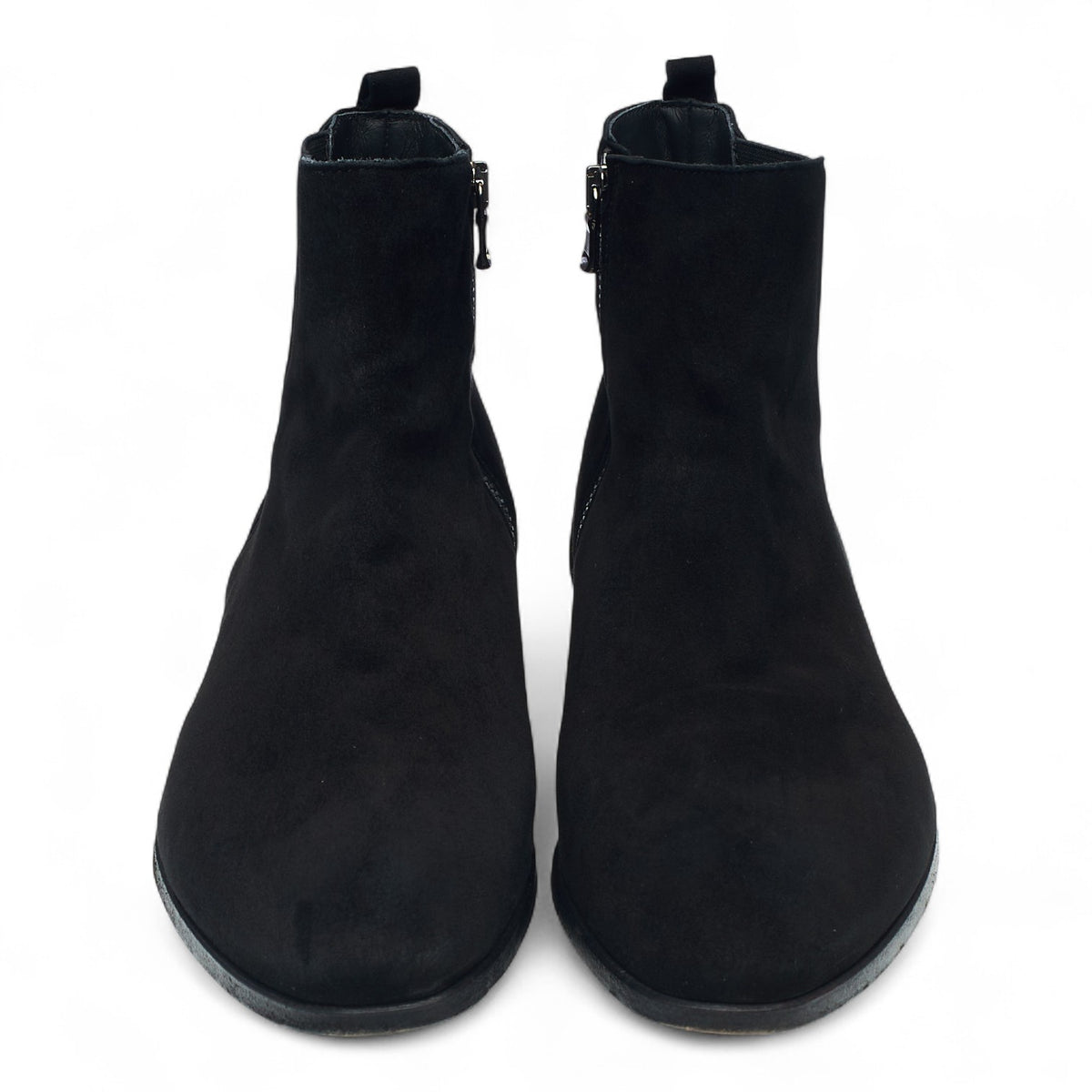 Black Suede Zip Up Chelsea Boots UK 7.5