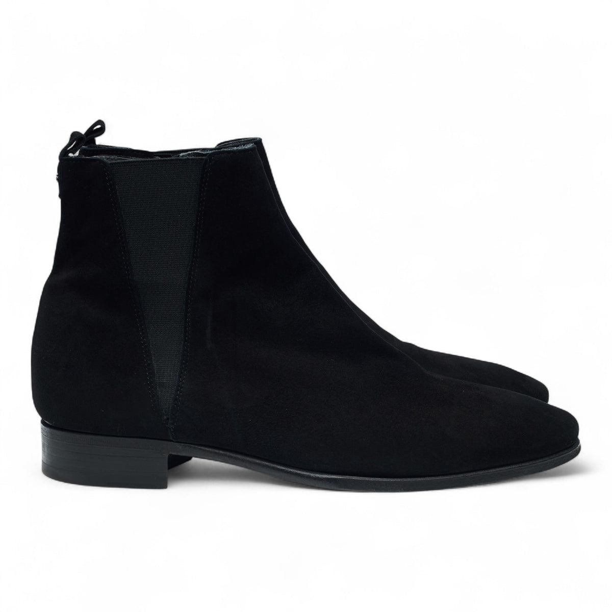 Black Suede Zip Up Chelsea Boots UK 7.5
