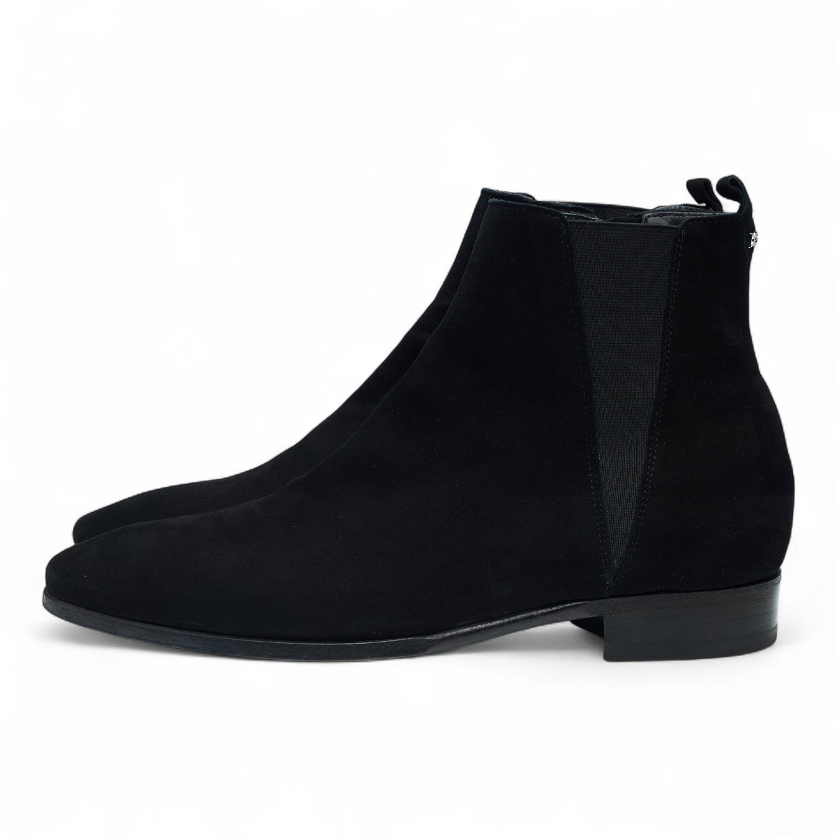 Black Suede Zip Up Chelsea Boots UK 7.5