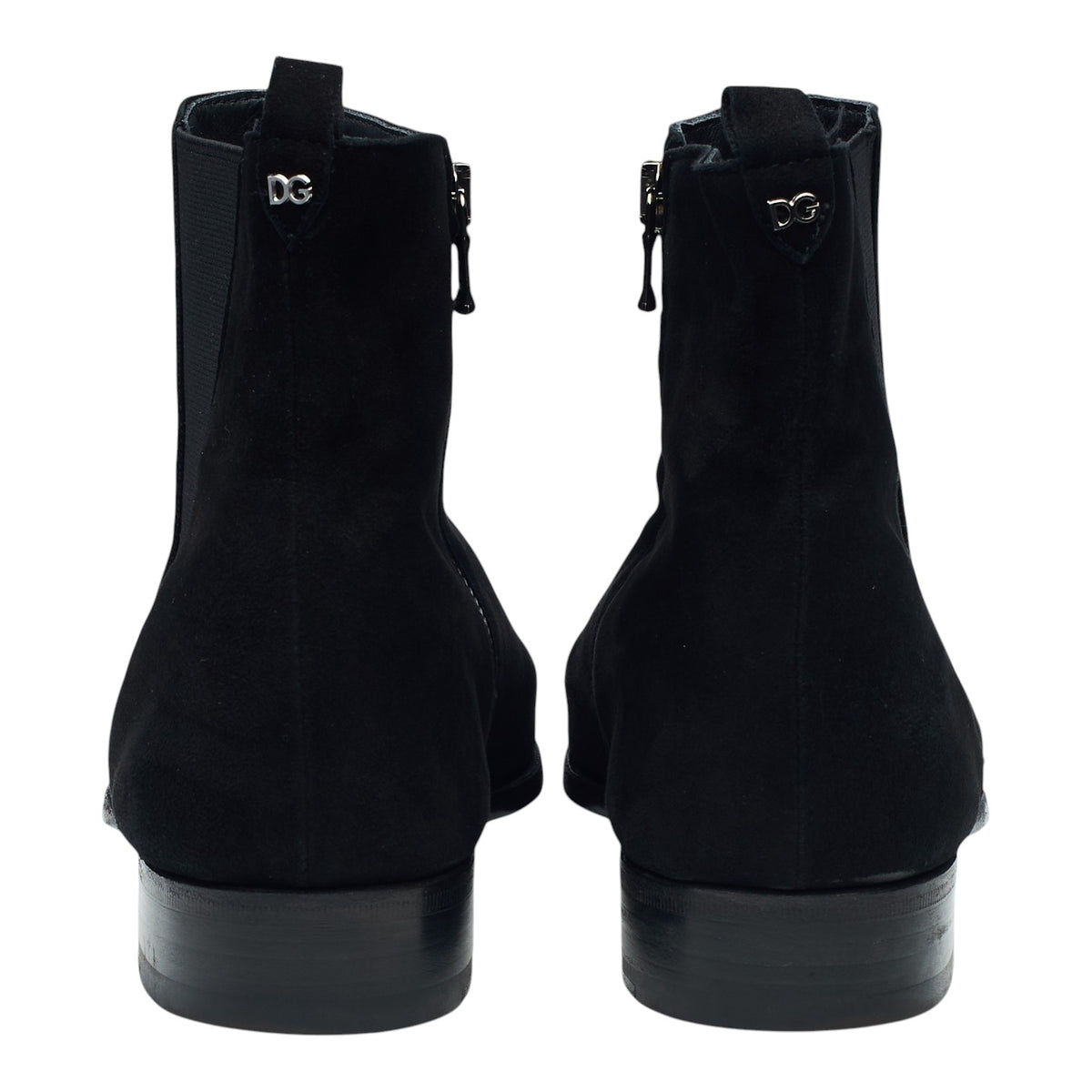 Black Suede Zip Up Chelsea Boots UK 7.5