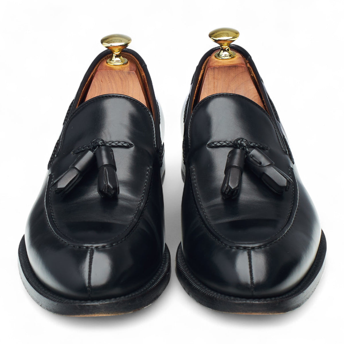 Giovanni Sartoria Black Leather Tassel Loafers UK 7 EU 41