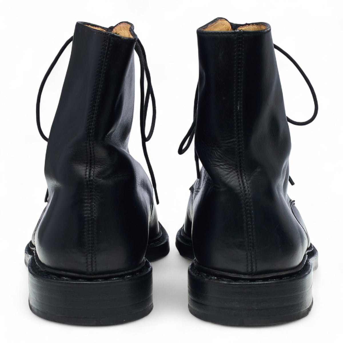 Black Leather Cap Toe Boots UK 8