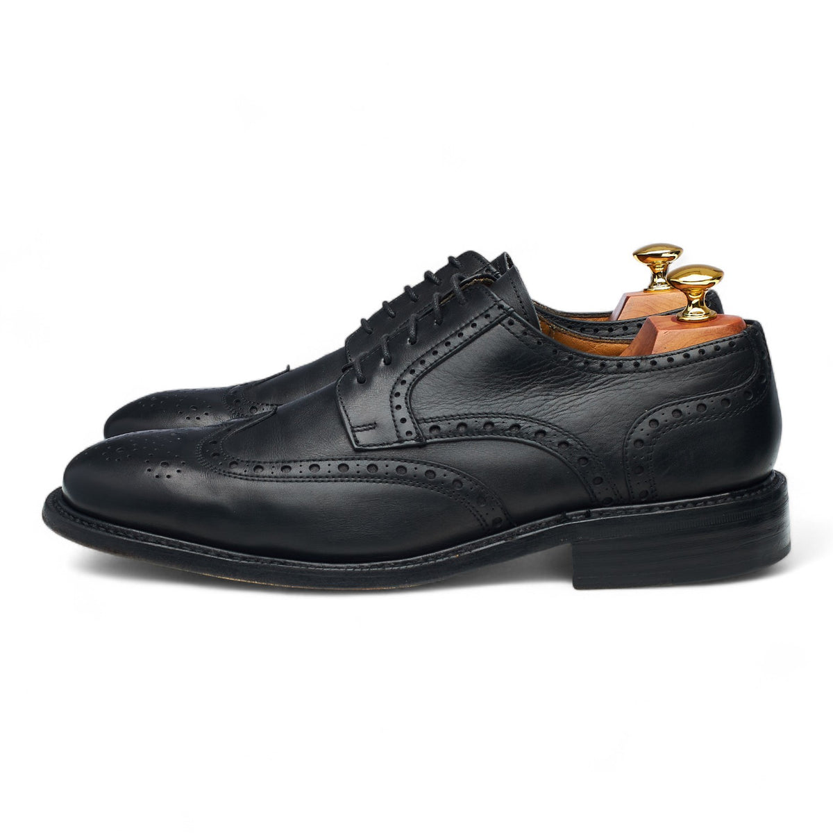 Black Leather Derby Brogues UK 9.5