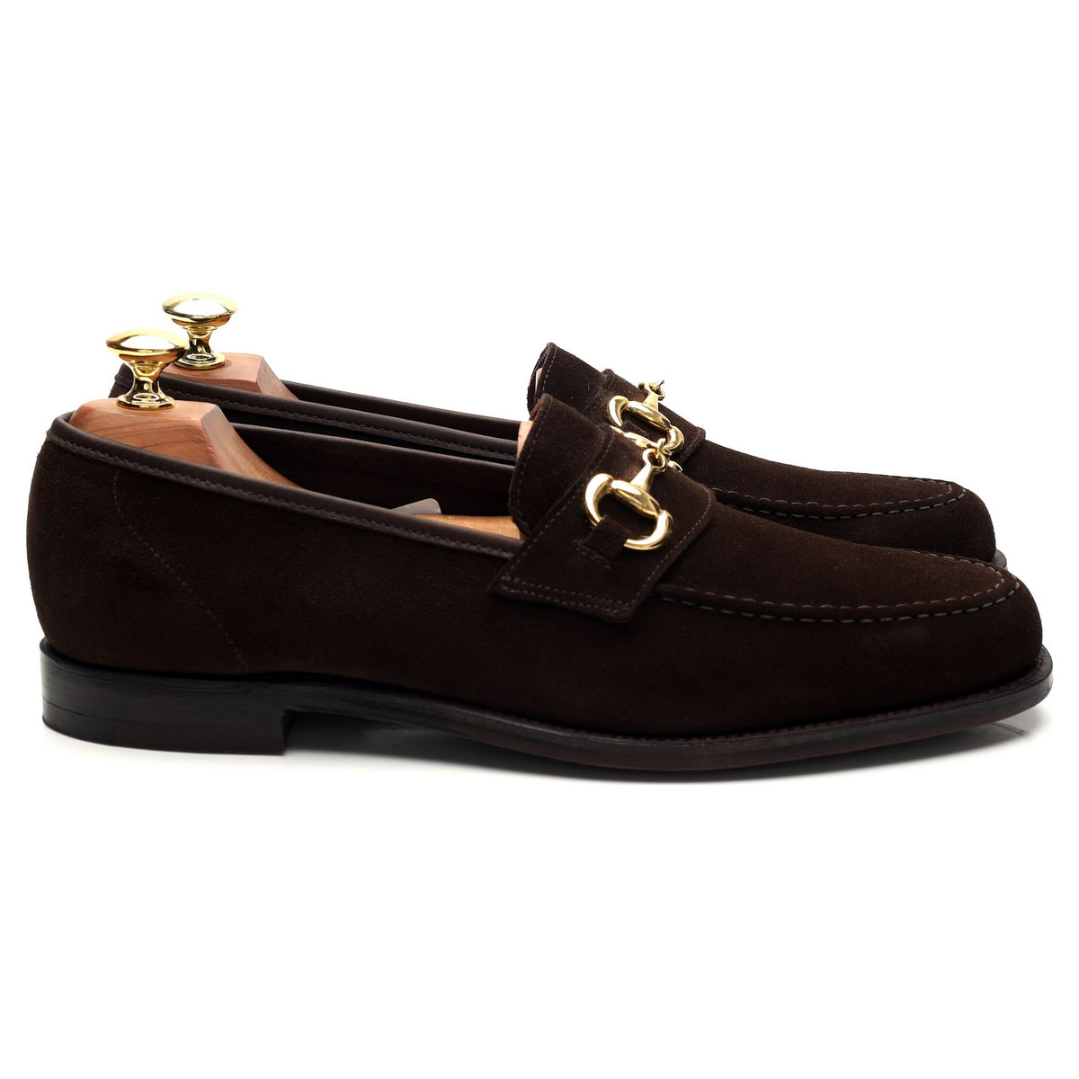 &#39;Goldman&#39; Dark Brown Suede Horse-bit Loafer UK 8 E