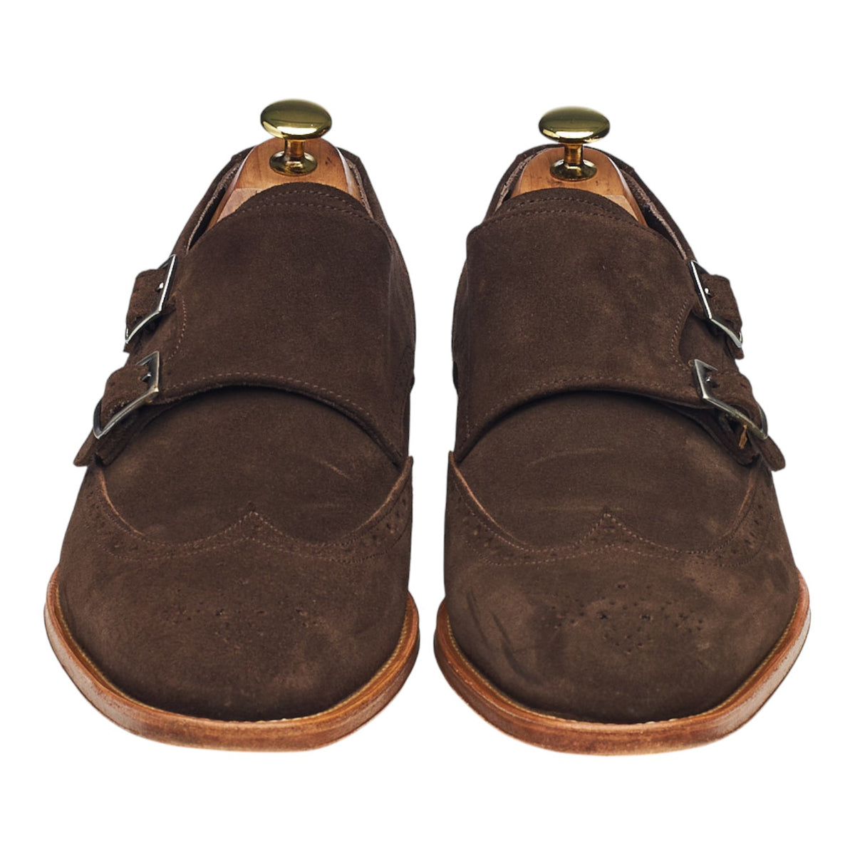 Dark Brown Suede Double Monk Strap UK 8.5