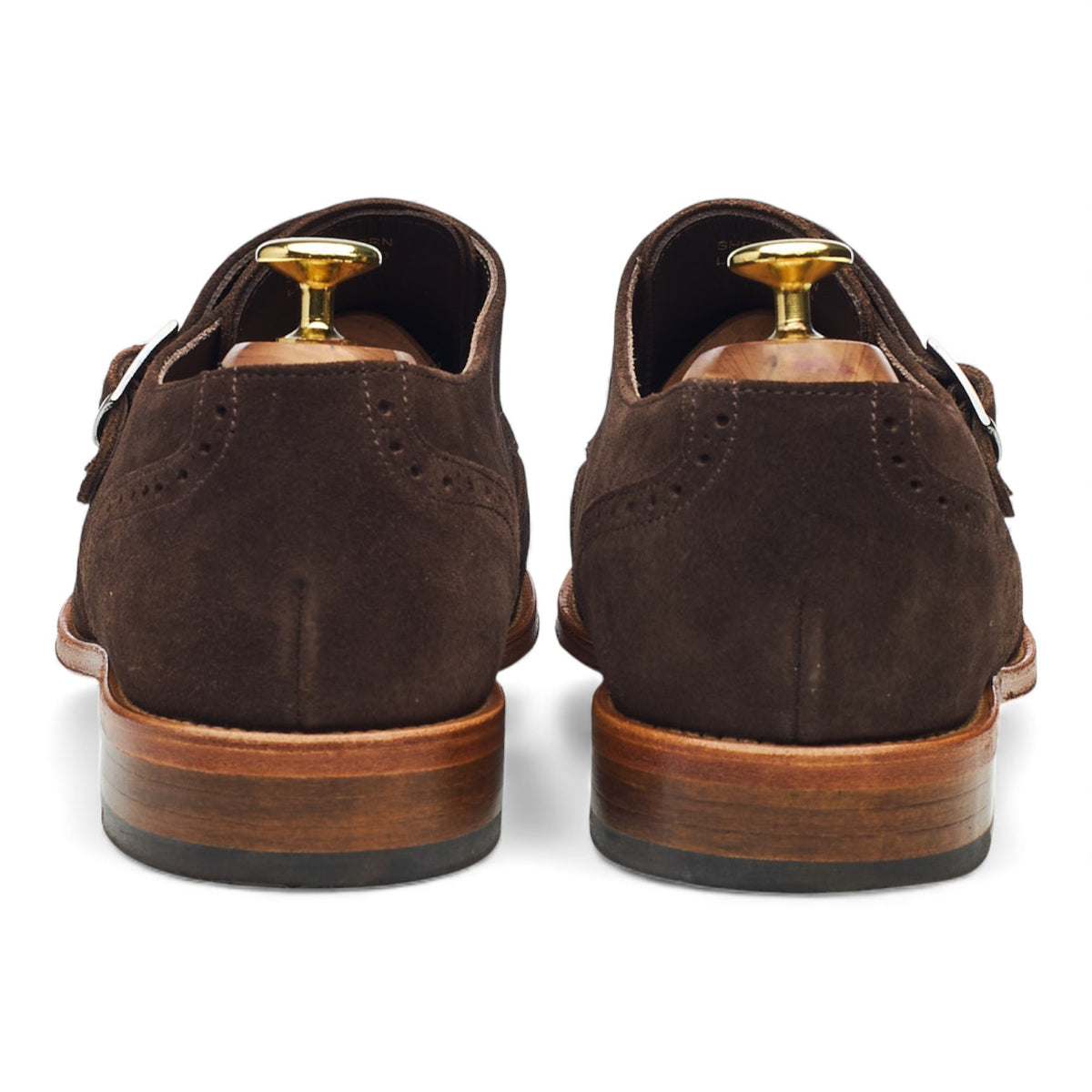 Dark Brown Suede Double Monk Strap UK 8.5