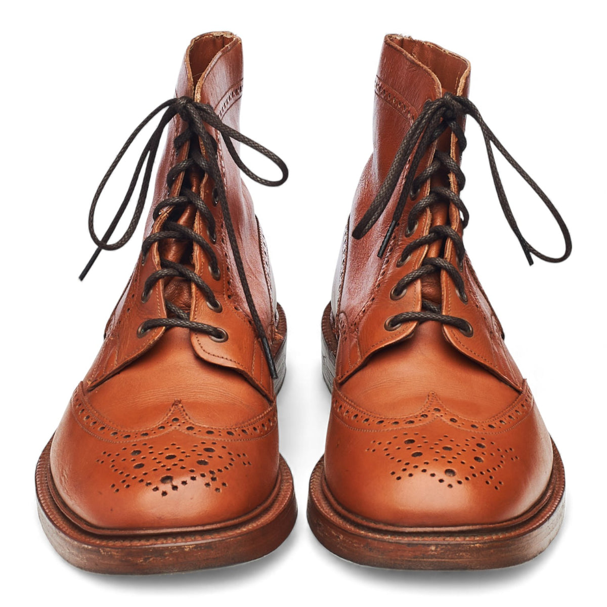 Vintage Tan Brown Leather Boots Brogues UK 11