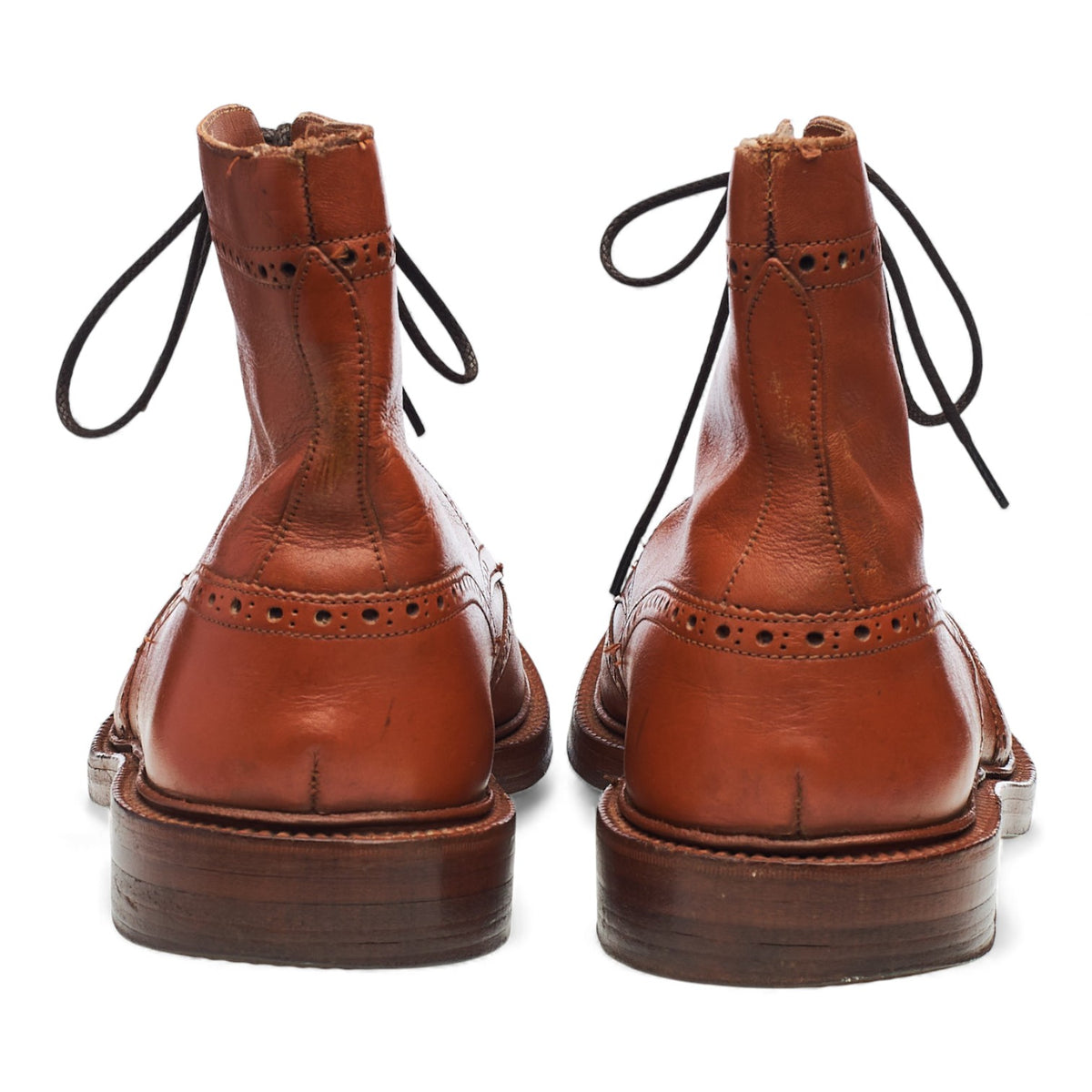 Vintage Tan Brown Leather Boots Brogues UK 11