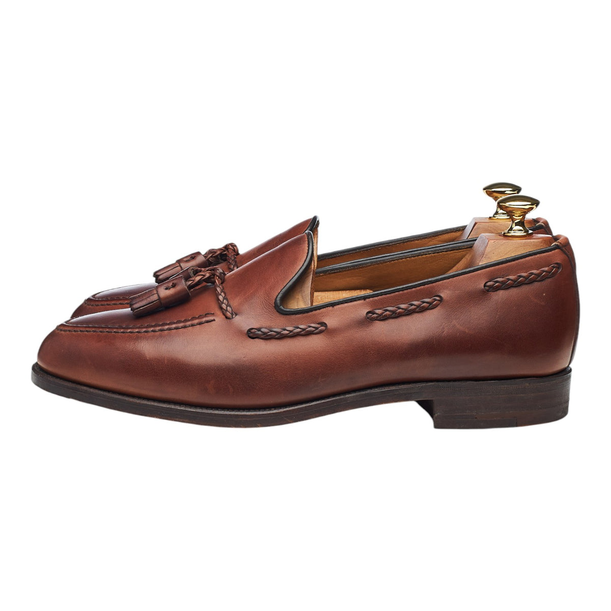 'Lamport' Brown Leather Tassel Loafers UK 9 EX