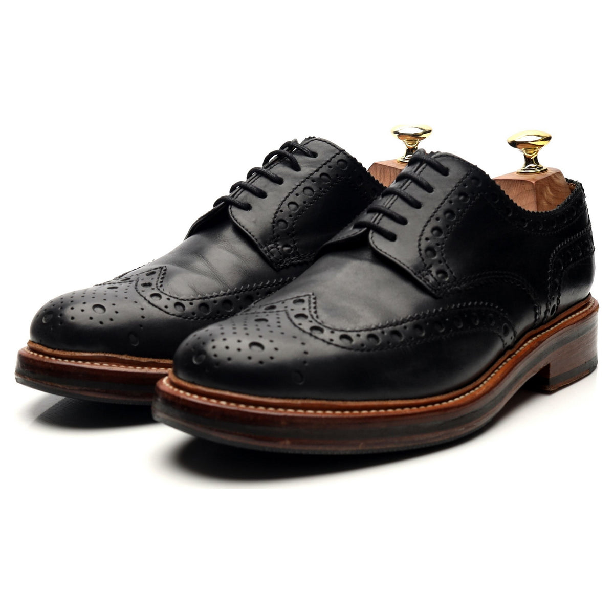 &#39;Archie&#39; Black Leather Derby Brogues UK 7 G