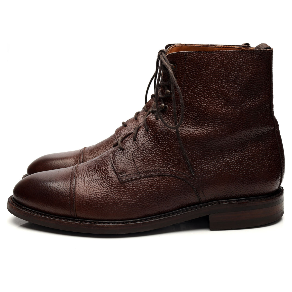 &#39;321&#39; Brown Grain Leather Boots UK 10