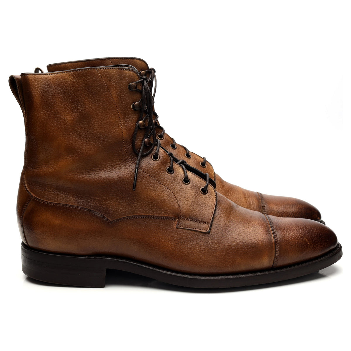 &#39;9156&#39; Brown Grain Leather Field Boots UK 9.5 E