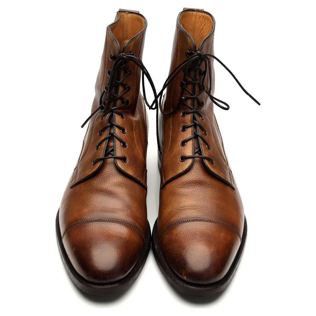 &#39;9156&#39; Brown Grain Leather Field Boots UK 9.5 E