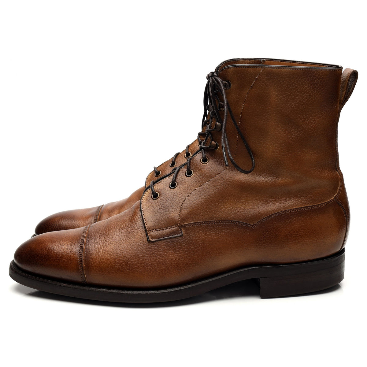 &#39;9156&#39; Brown Grain Leather Field Boots UK 9.5 E