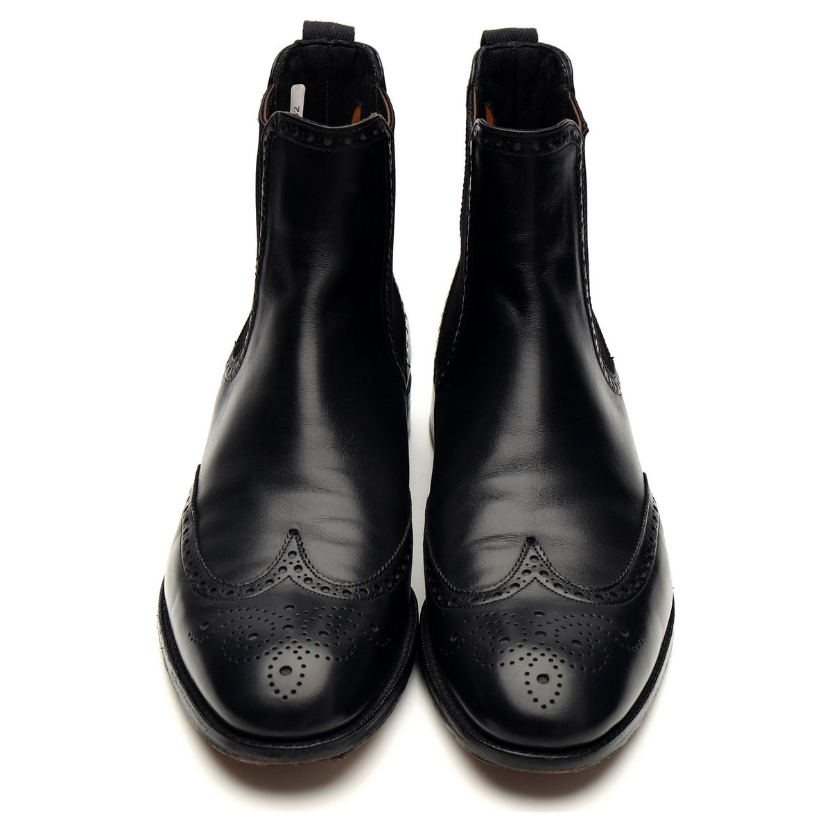 &#39;Albert&#39; Black Leather Brogue Chelsea Boots UK 7.5 F