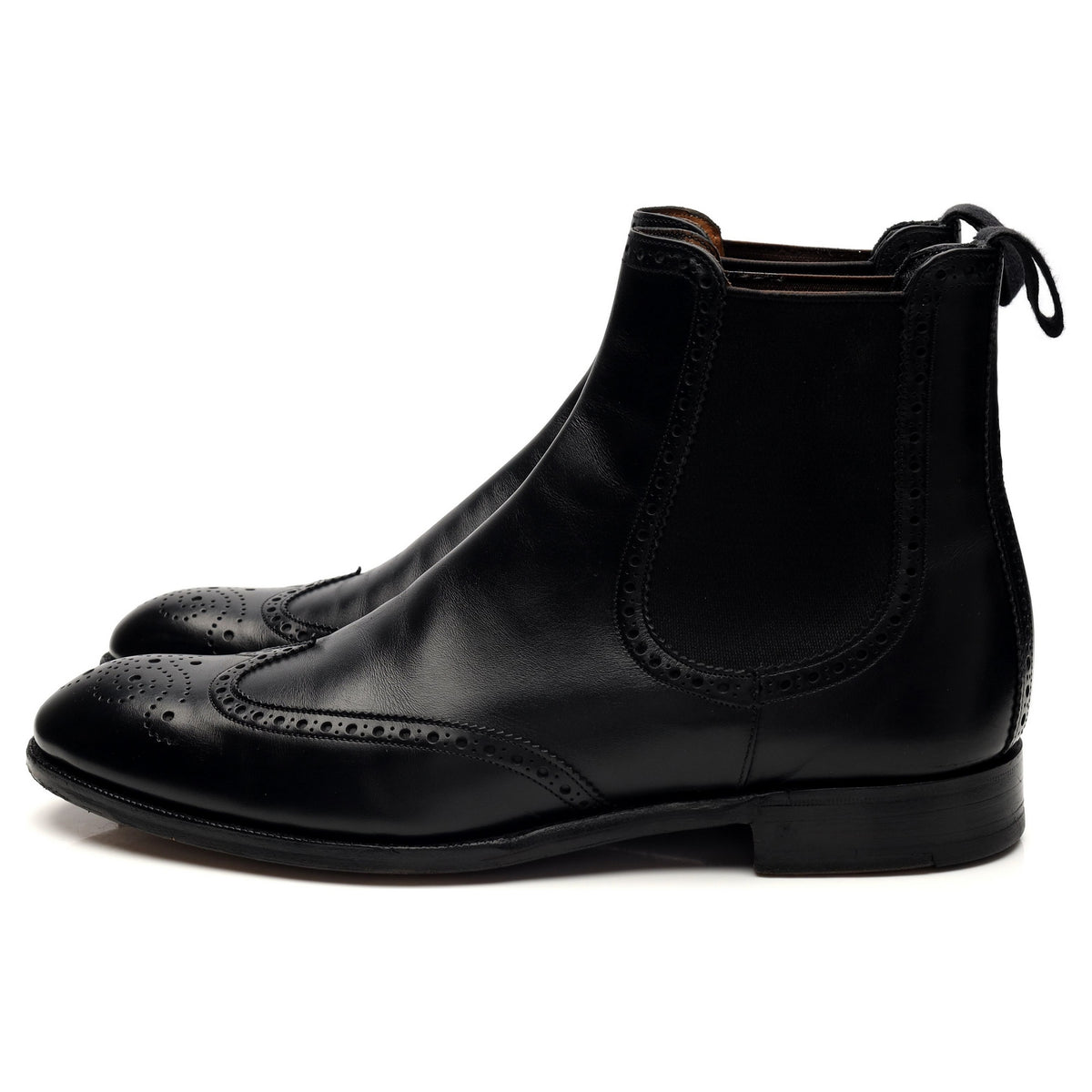 &#39;Albert&#39; Black Leather Brogue Chelsea Boots UK 7.5 F