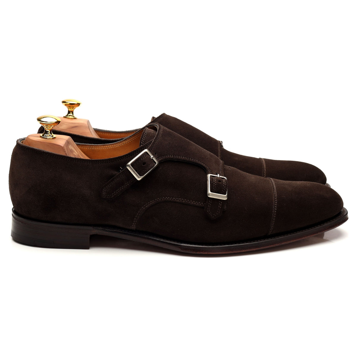 &#39;Darcy&#39; Dark Brown Suede Double Monk Strap UK 12