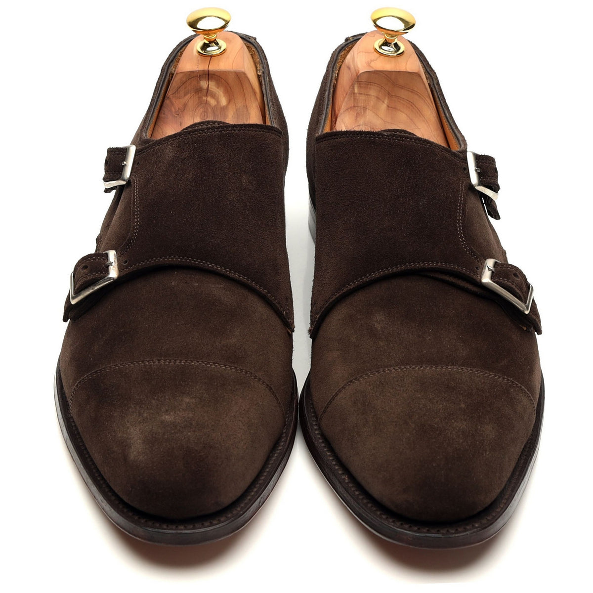 &#39;Darcy&#39; Dark Brown Suede Double Monk Strap UK 12