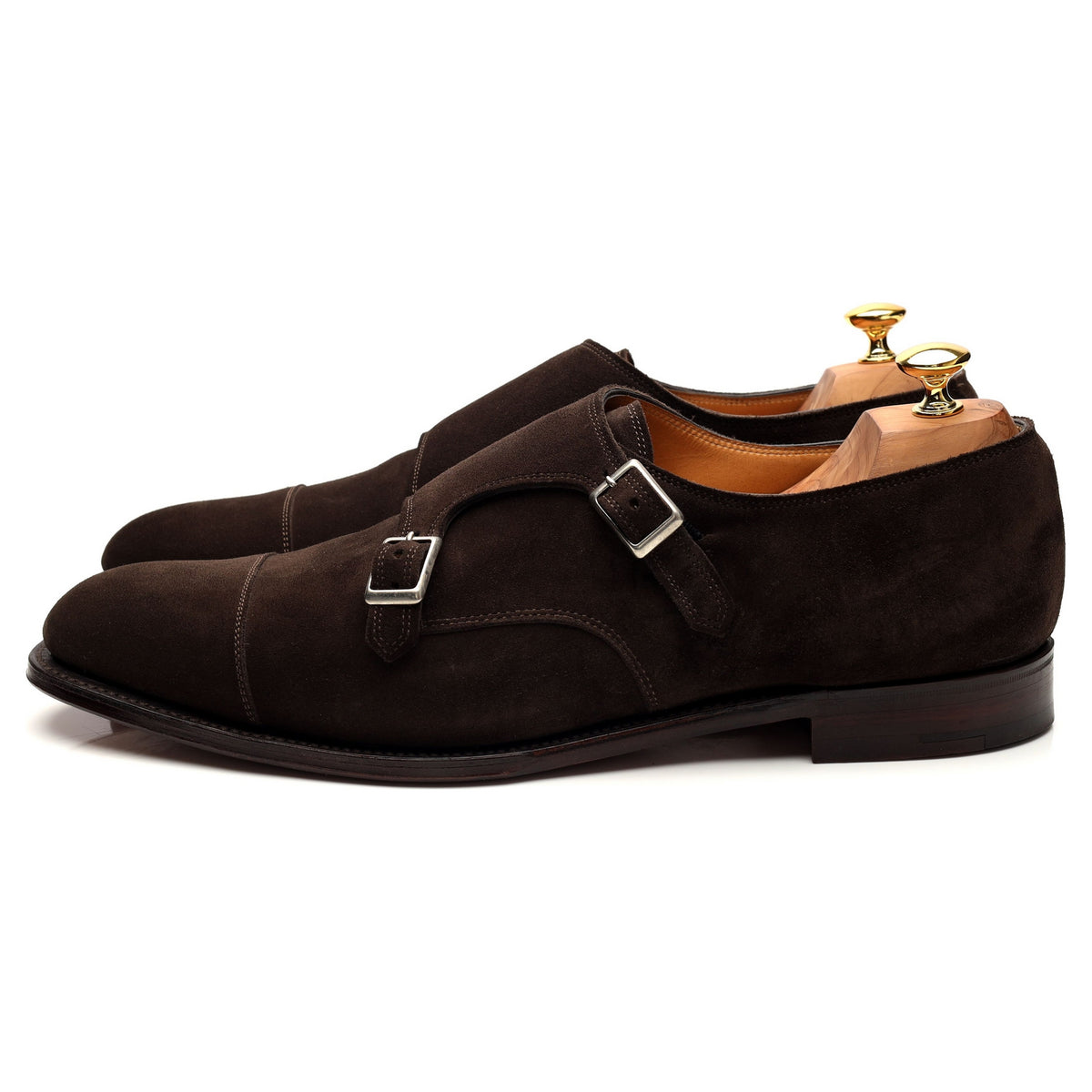 &#39;Darcy&#39; Dark Brown Suede Double Monk Strap UK 12