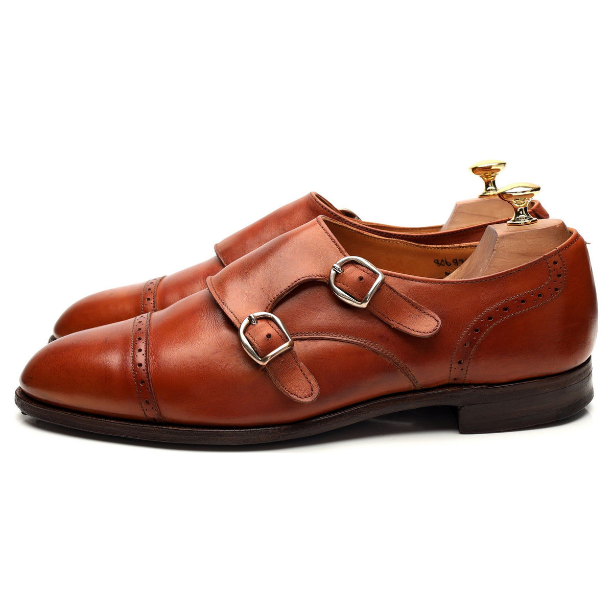 Tan Brown Leather Double Monk Strap UK 10.5