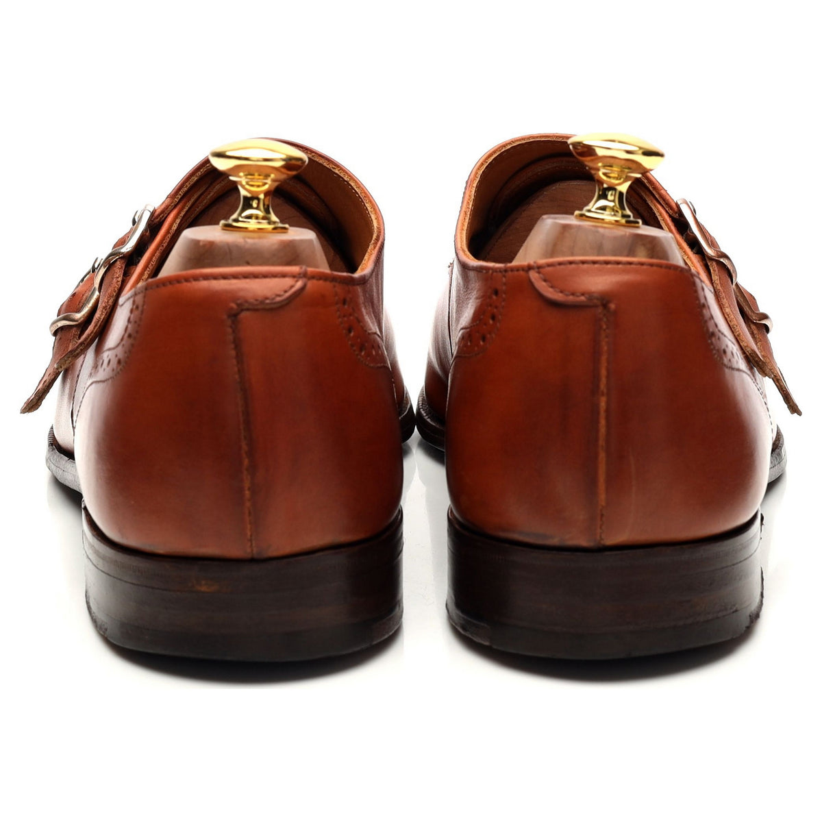 Tan Brown Leather Double Monk Strap UK 10.5