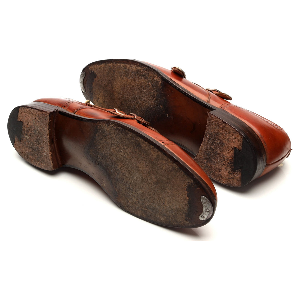 Tan Brown Leather Double Monk Strap UK 10.5