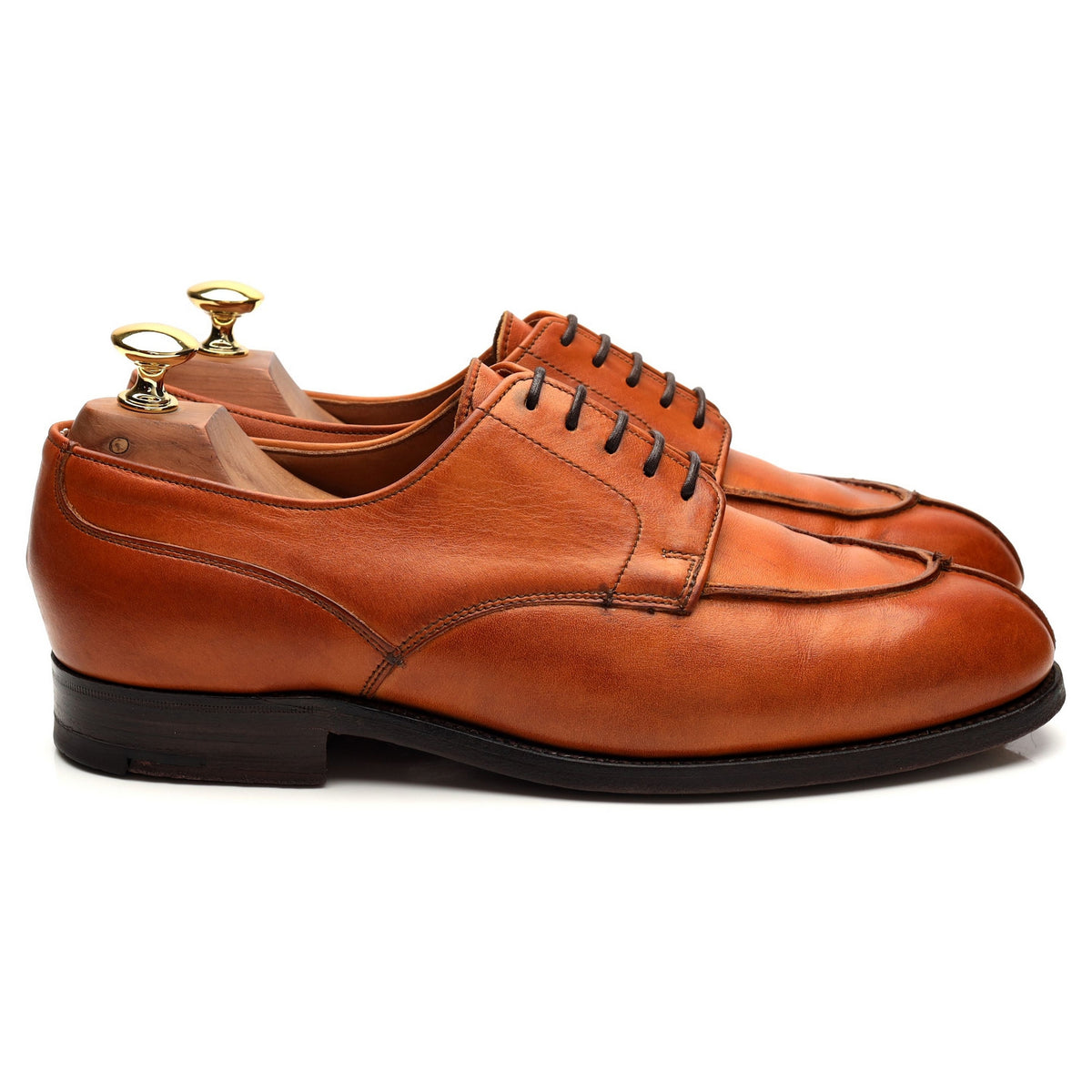 &#39;Claremont&#39; Tan Brown Leather Derby Split Toe UK 7 E