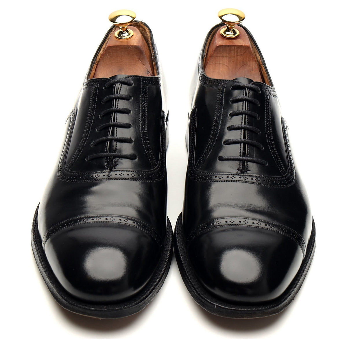 &#39;Charmouth&#39; Black Leather Oxford Brogues UK 9 F