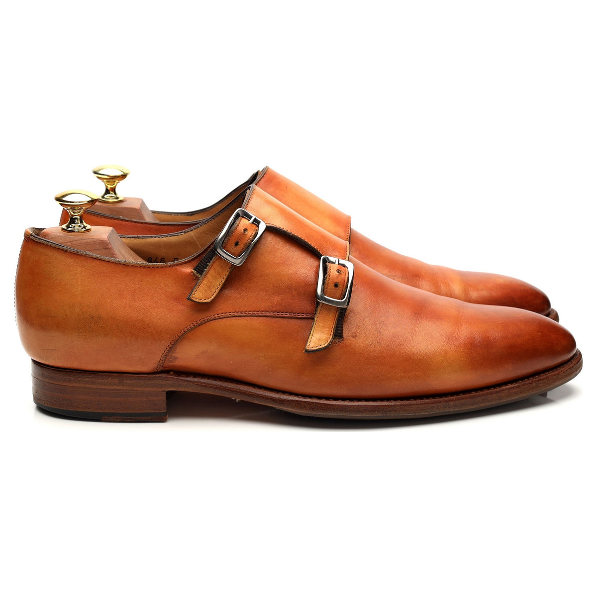 Herring &#39;8491&#39; Tan Brown Leather Double Monk Strap UK 8.5 E