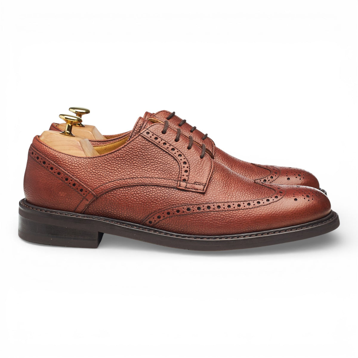 Tan Brown Grain Leather Derby Brogues UK 8 F