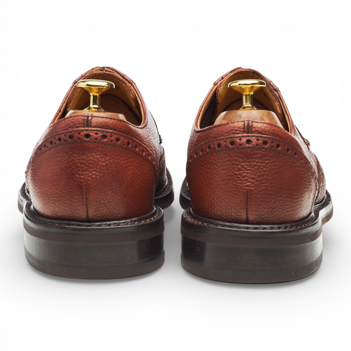 Tan Brown Grain Leather Derby Brogues UK 8 F