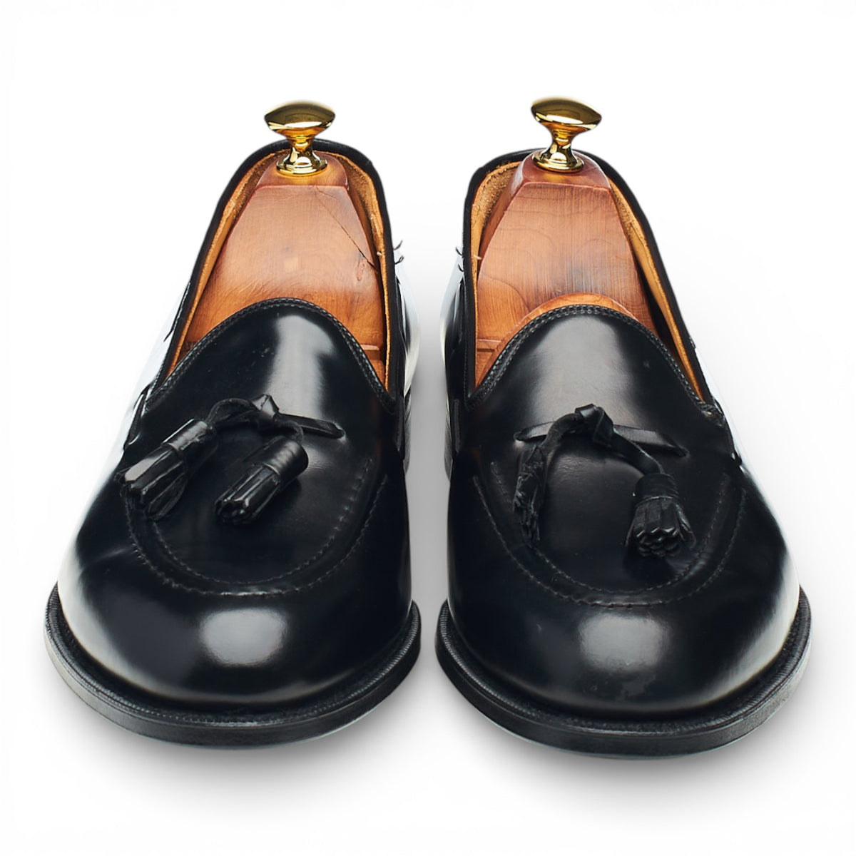 'Keats' Black Leather Tassel Loafers UK 10 F